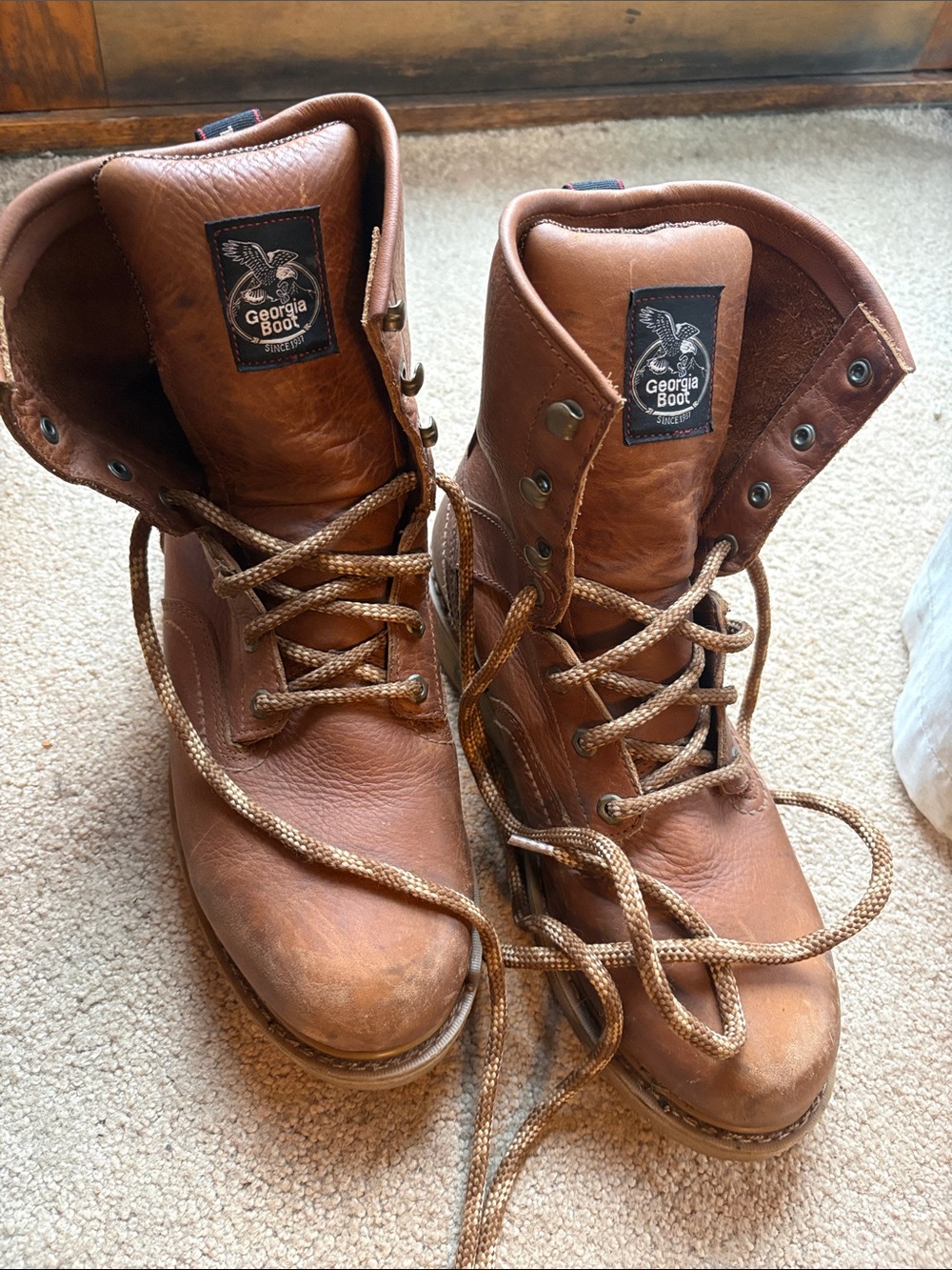 Georgia Boot Tan/Brown Leather Lace-Up Work Boots